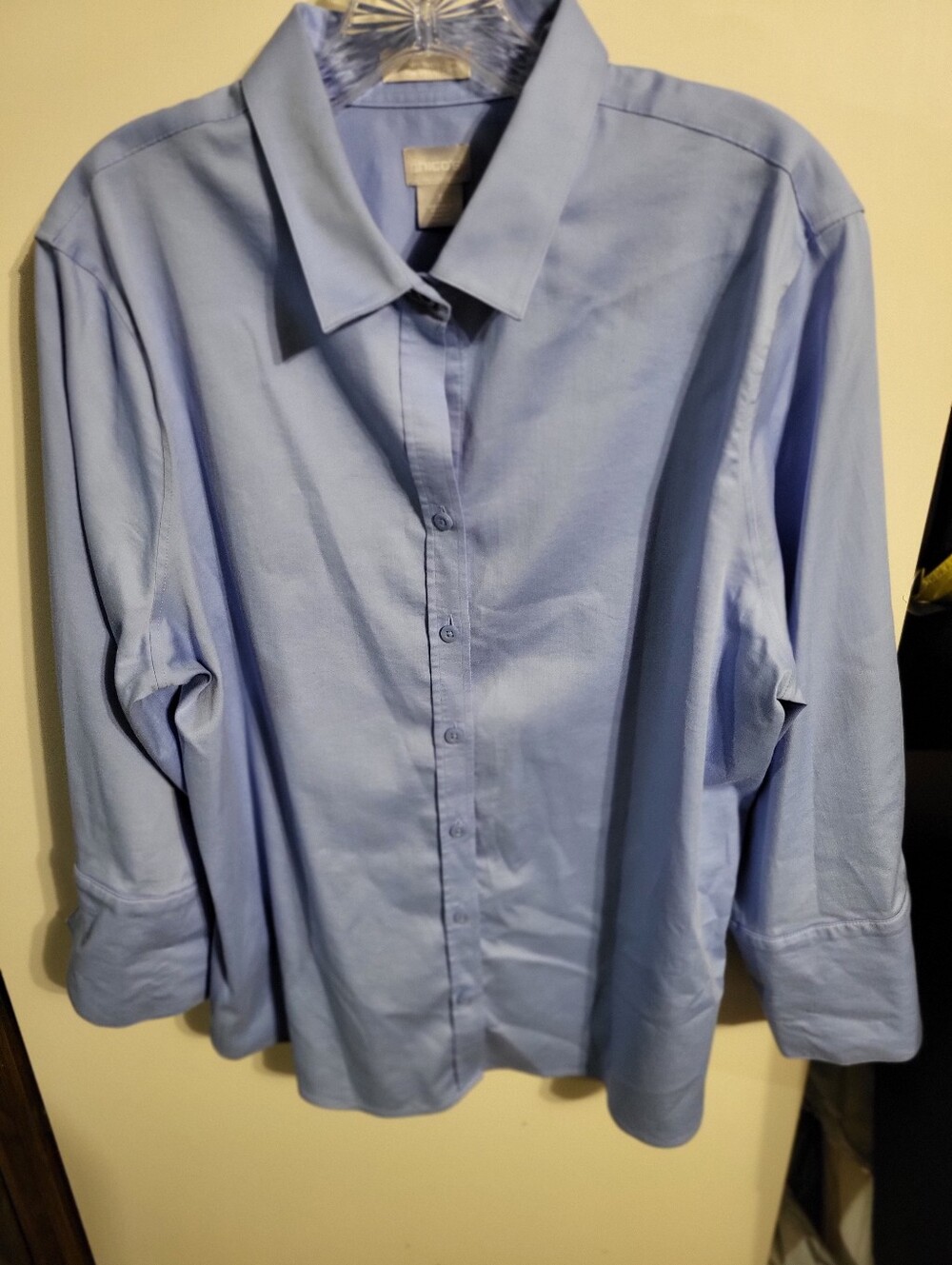 CHICOS EASY NO IRON BUTTON DOWN SHIRT BLOUSE TOP SZ XL